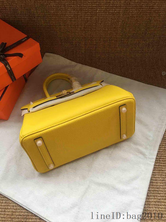 愛馬仕HERMES Birkin 鉑金包 黃色 進口小牛皮 金銀扣 皮質細膩柔軟 時尚女手提包  tdher1137
